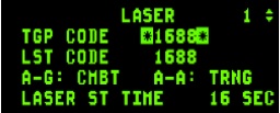 DED page showing laser codes